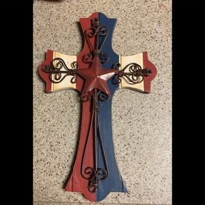 Patriotic Cross - 12” with wire detailing